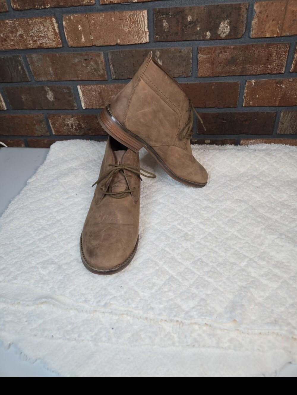 Clarks Collection Leather Lace Up Boots Carzin Women Dark Tan Leather US 7